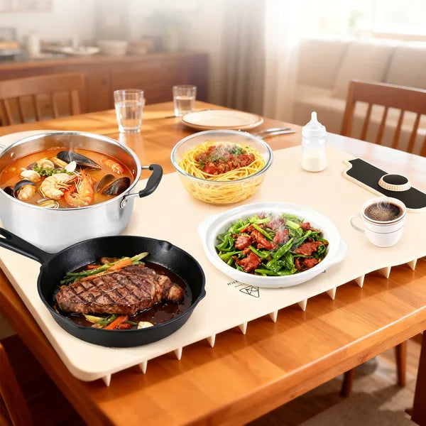 Food Warming Mat 23.6X15.8In 300W Fast Heating Electric Silicone Food Warmer With 14 Temp Levels 10Hrs Timer Settings Roll-Up Portable Hot Plates Heat Pad For Parties Buffet